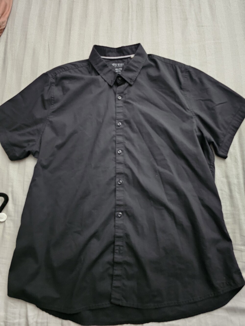 GUESS Men’s Short-Sleeve Button-Down Shirt — Black Size XXL